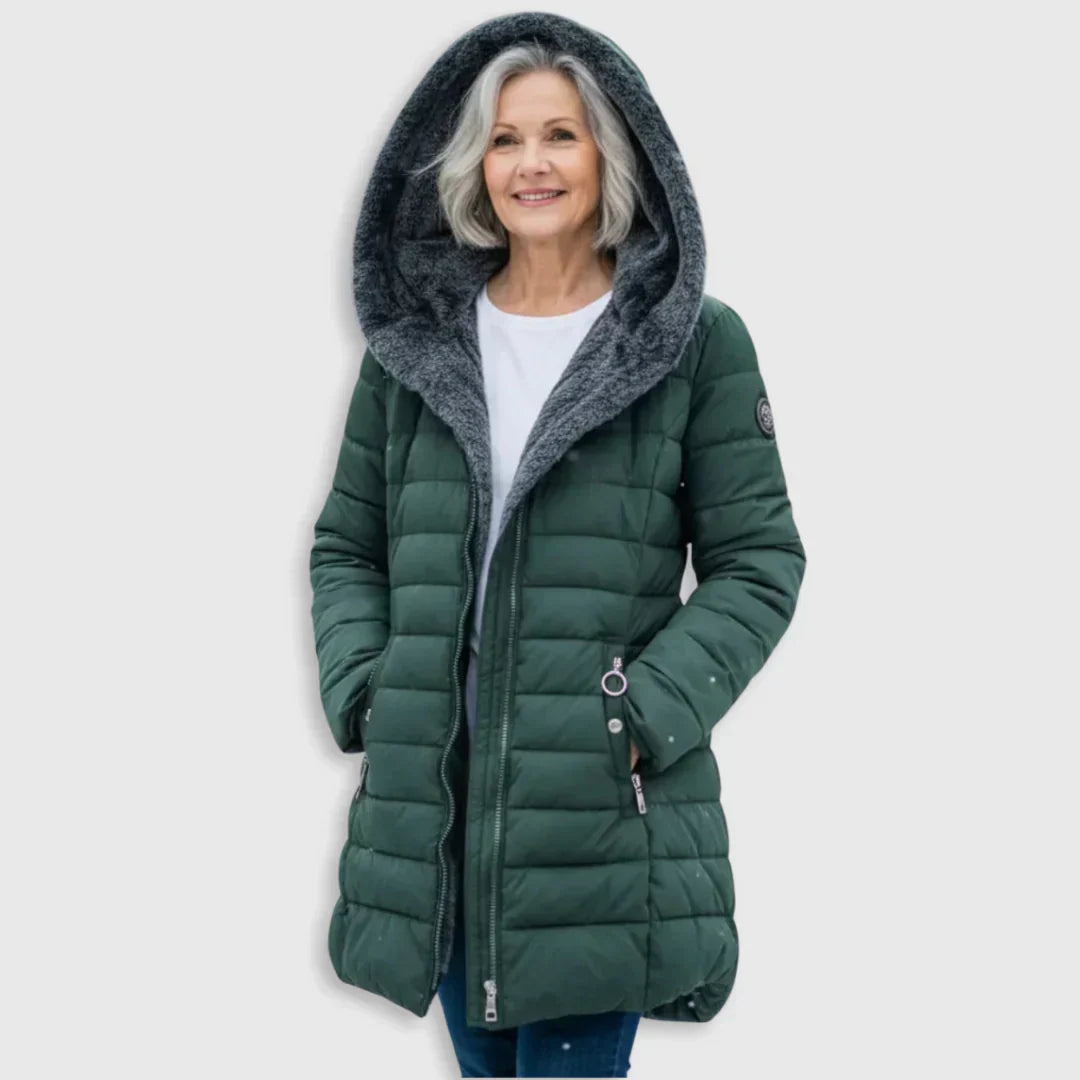 Florence | Hooded Quilted Puffer Jacket with Faux Fur Trim