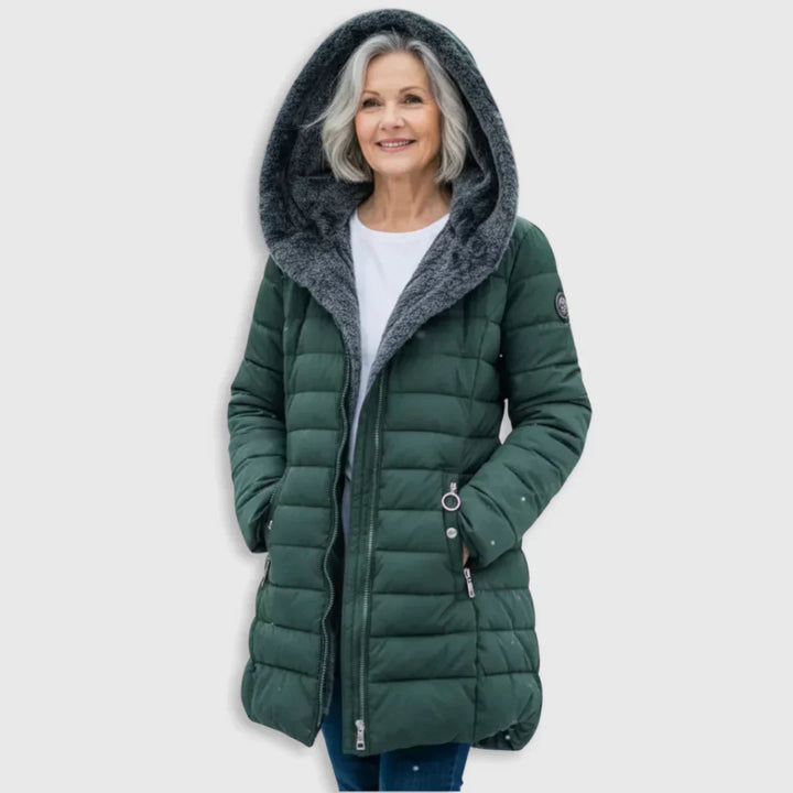 Florence | Hooded Quilted Puffer Jacket with Faux Fur Trim