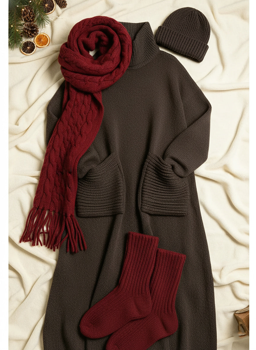 Phoebe | Jumper Dress Turtleneck Knit Midi Long Sleeve Relaxed