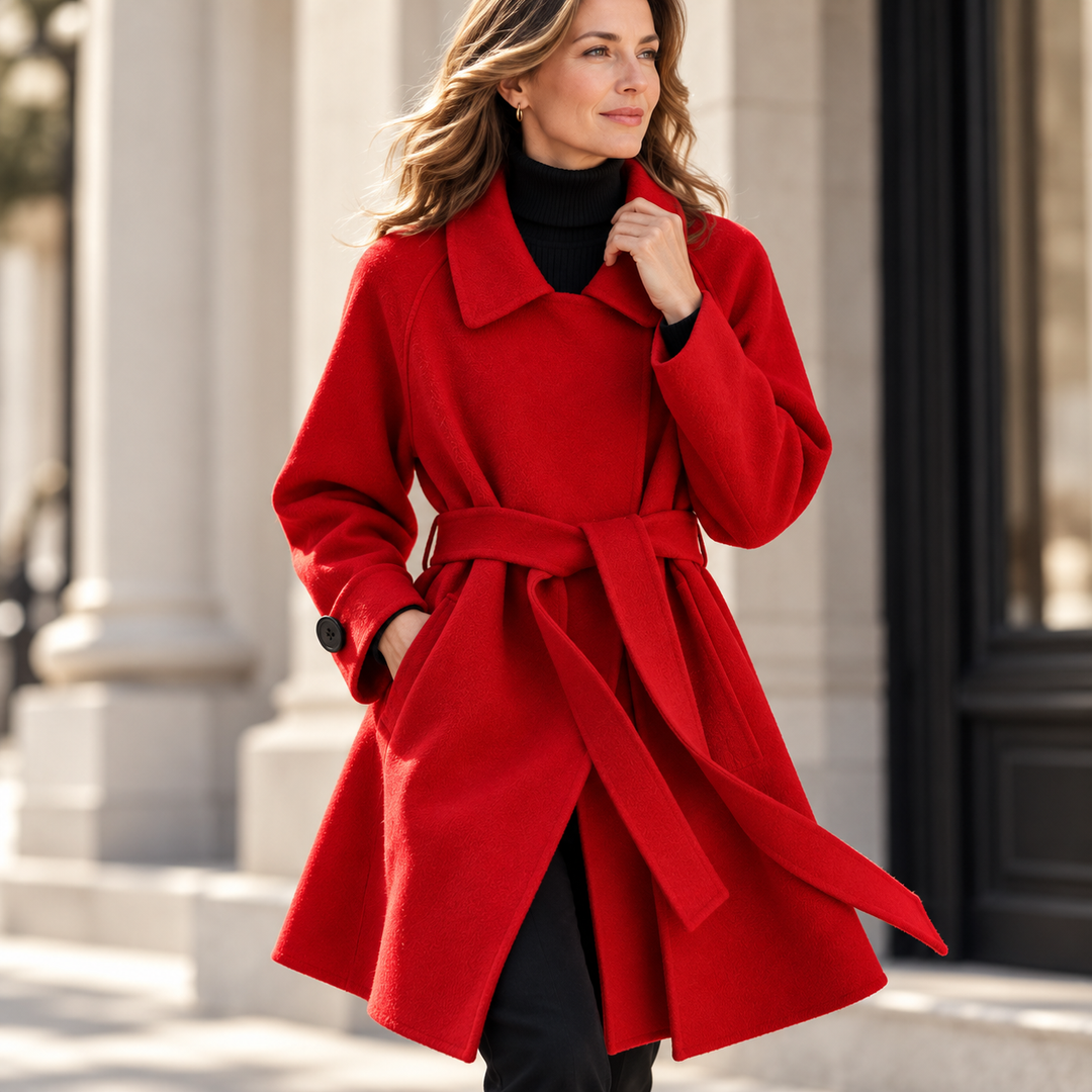 Rosie | Womens Wrap a-Line Belted Wool Blend Coat