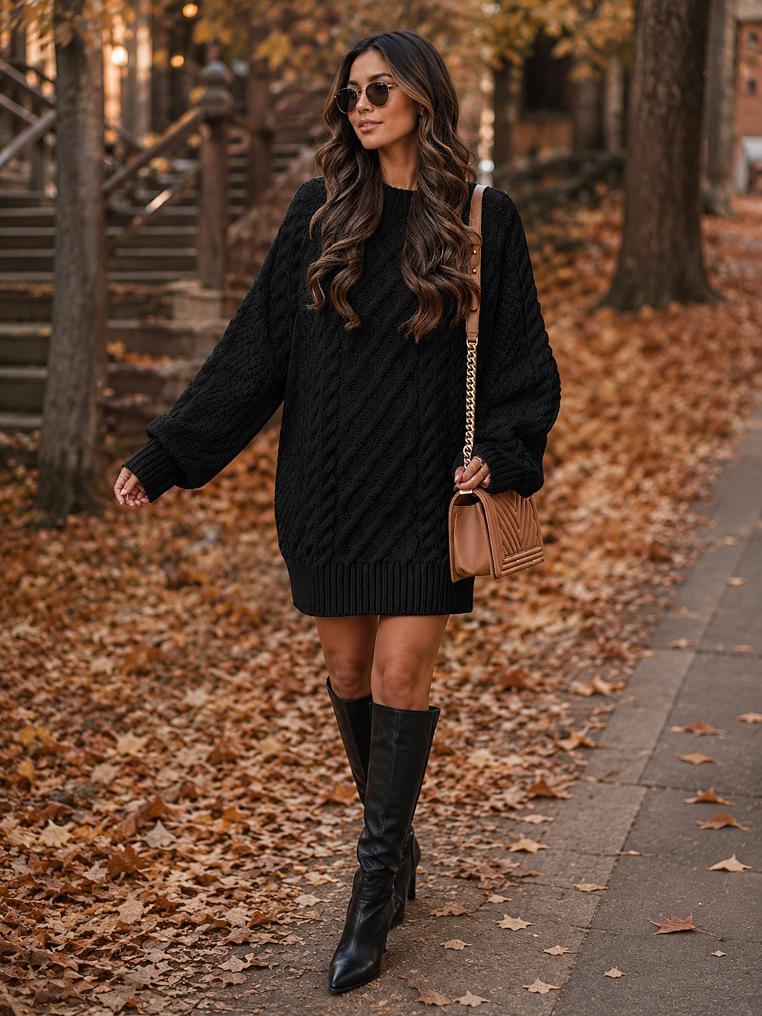 Freya | Cable-Knit Jumper Dress Long Sleeve Mini