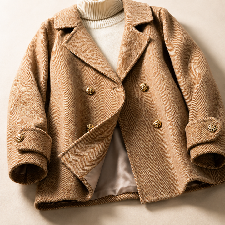 Alice | Peacoats Herringbone Wool Blend Double Breasted