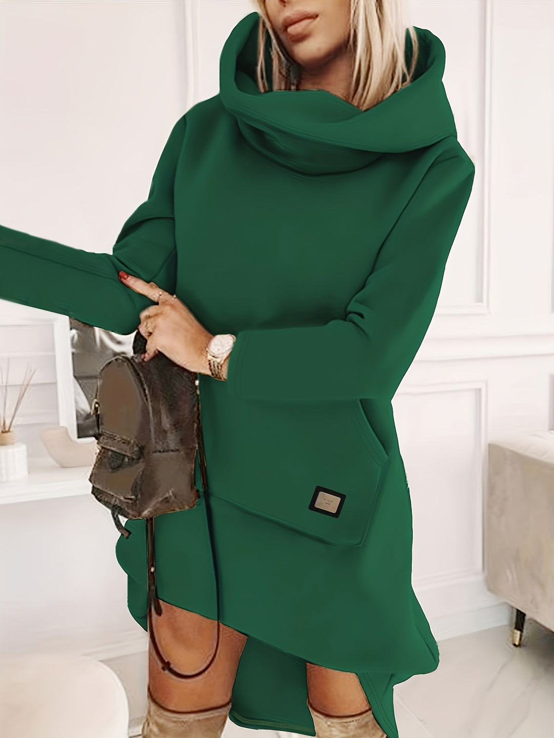 Nell womens cowl neck knit jumper dress
