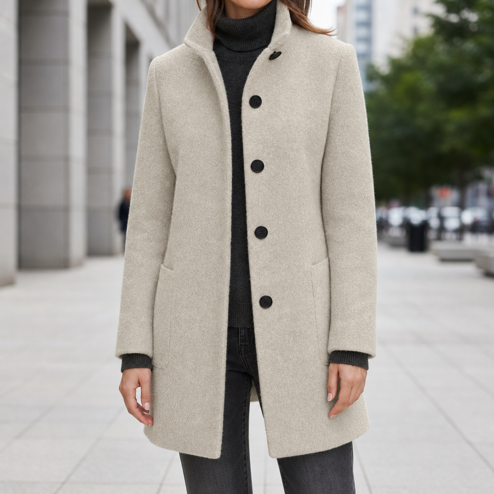 Isla | Wool Blend Button Collared Winter Coat