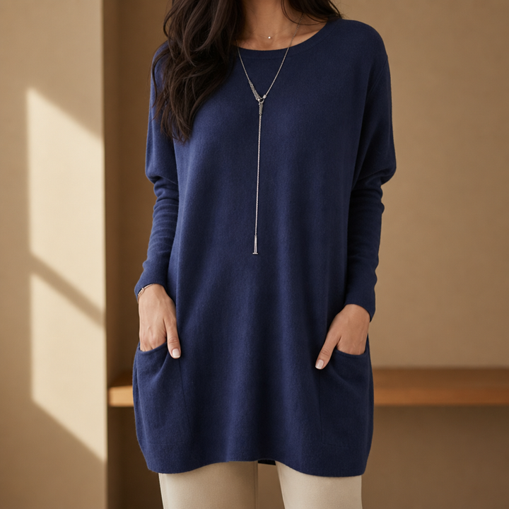Matilda | Relaxed Pull-On Tunic Sweater with Pockets
