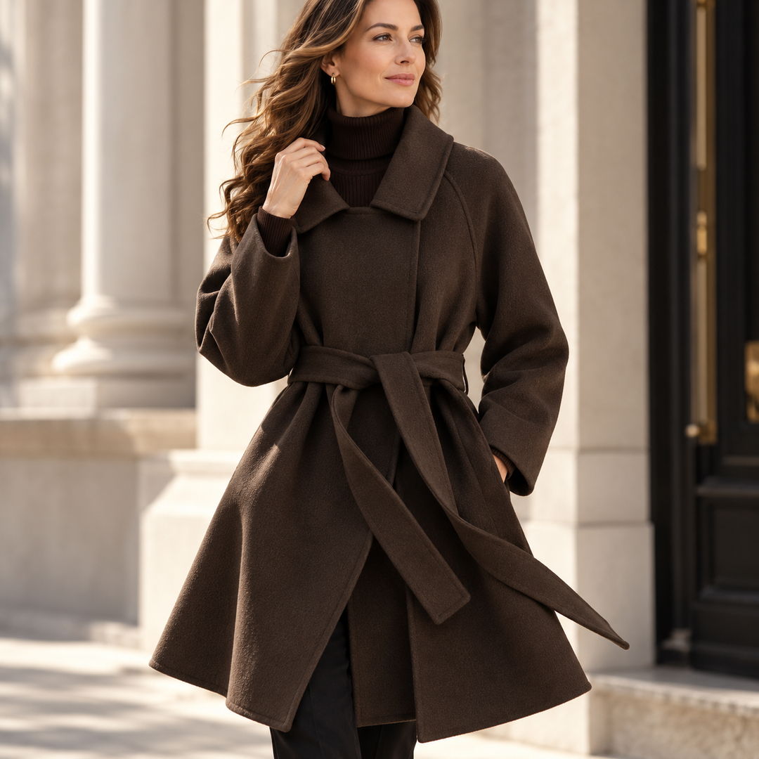 Rosie | Womens Wrap a-Line Belted Wool Blend Coat