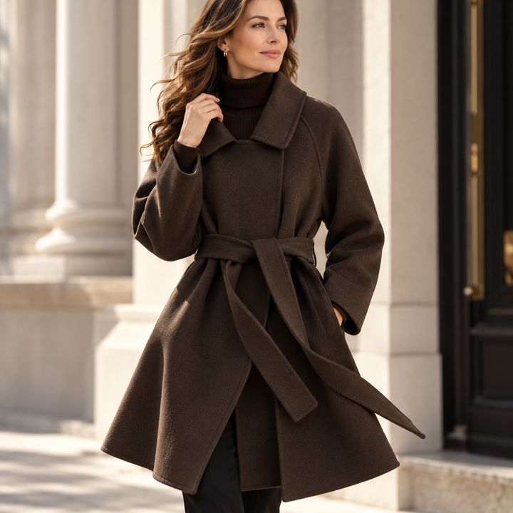 Rosie | Womens Wrap a-Line Belted Wool Blend Coat