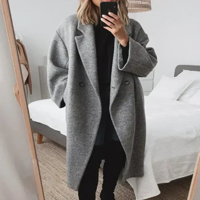 Amelia | Waterfall Collar Wool Blend Coat
