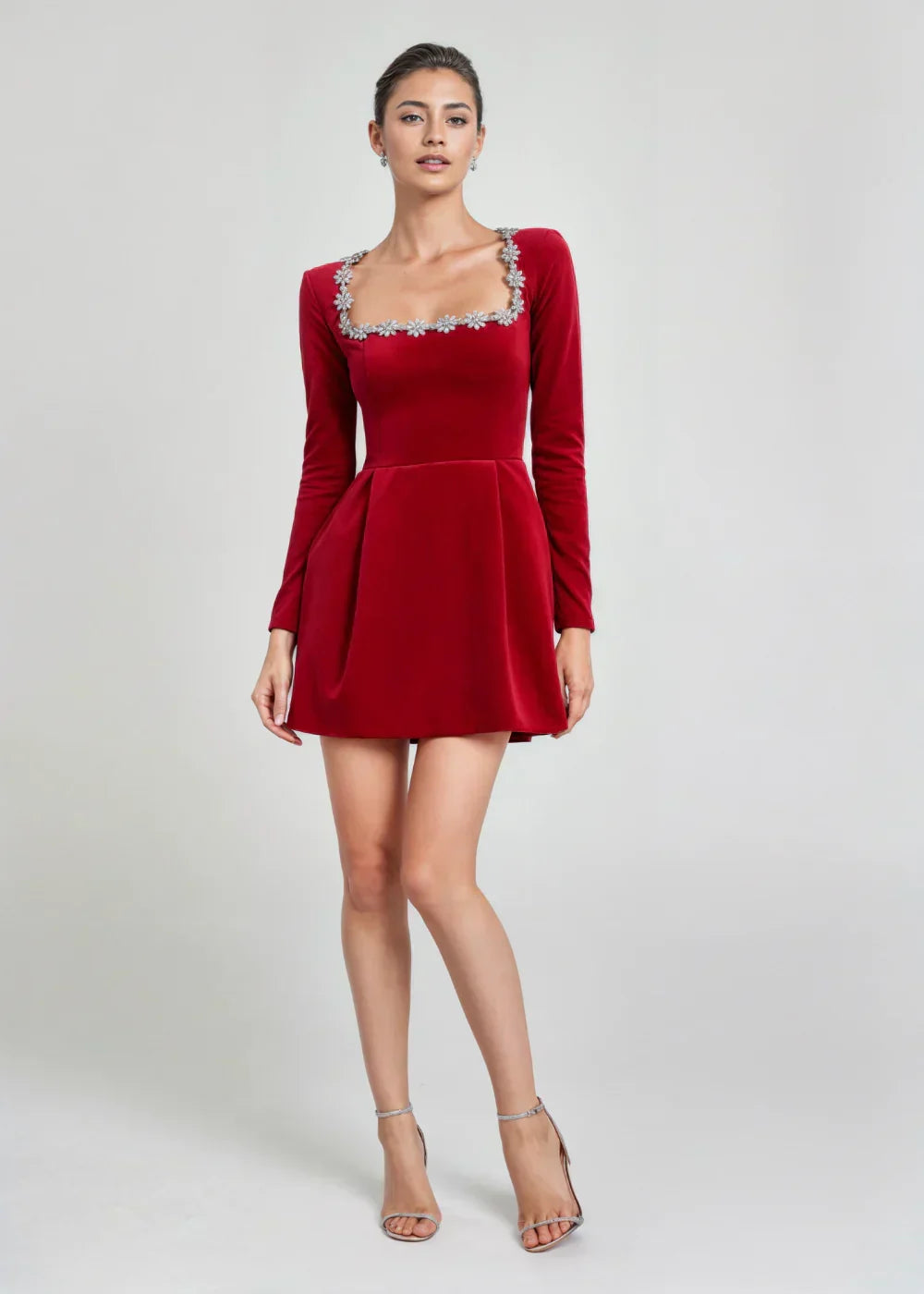 Beatrice | Square Neck Velvet Mini Dress