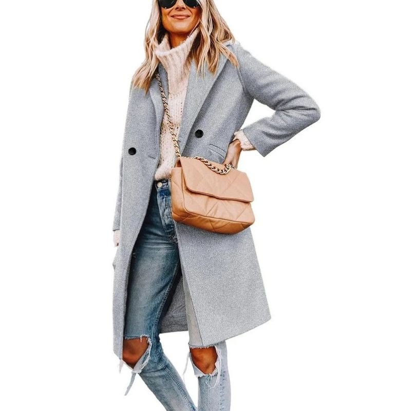 Evie | Collared Button Front Relaxed Overcoat with Pockets