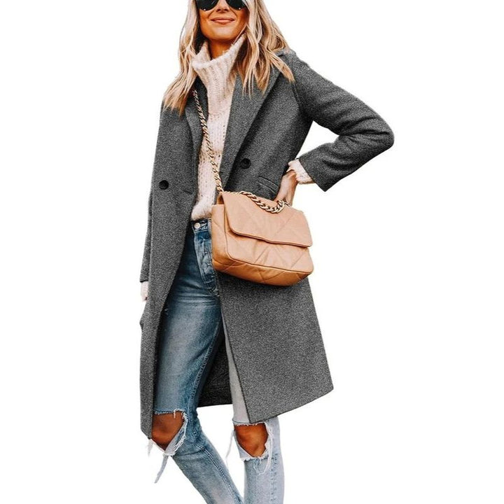 Evie | Collared Button Front Relaxed Overcoat with Pockets