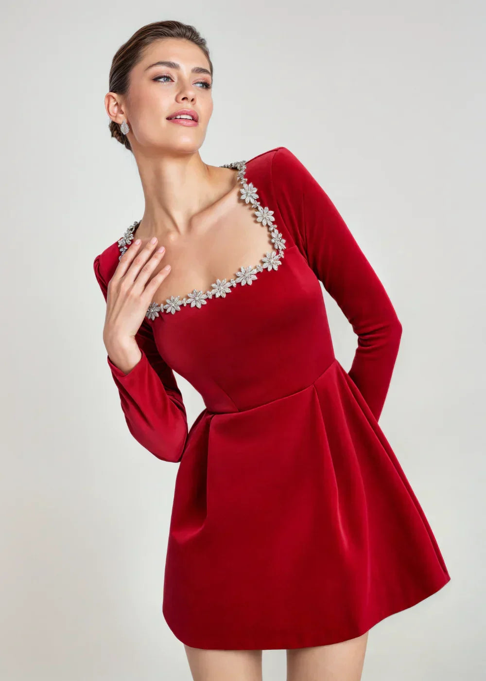 Beatrice | Square Neck Velvet Mini Dress