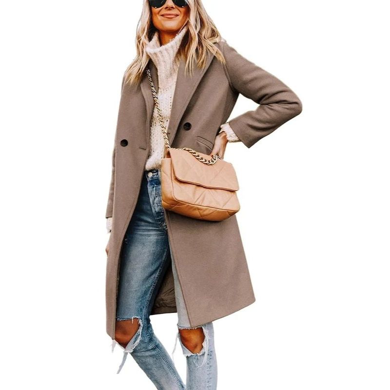 Evie | Collared Button Front Relaxed Overcoat with Pockets