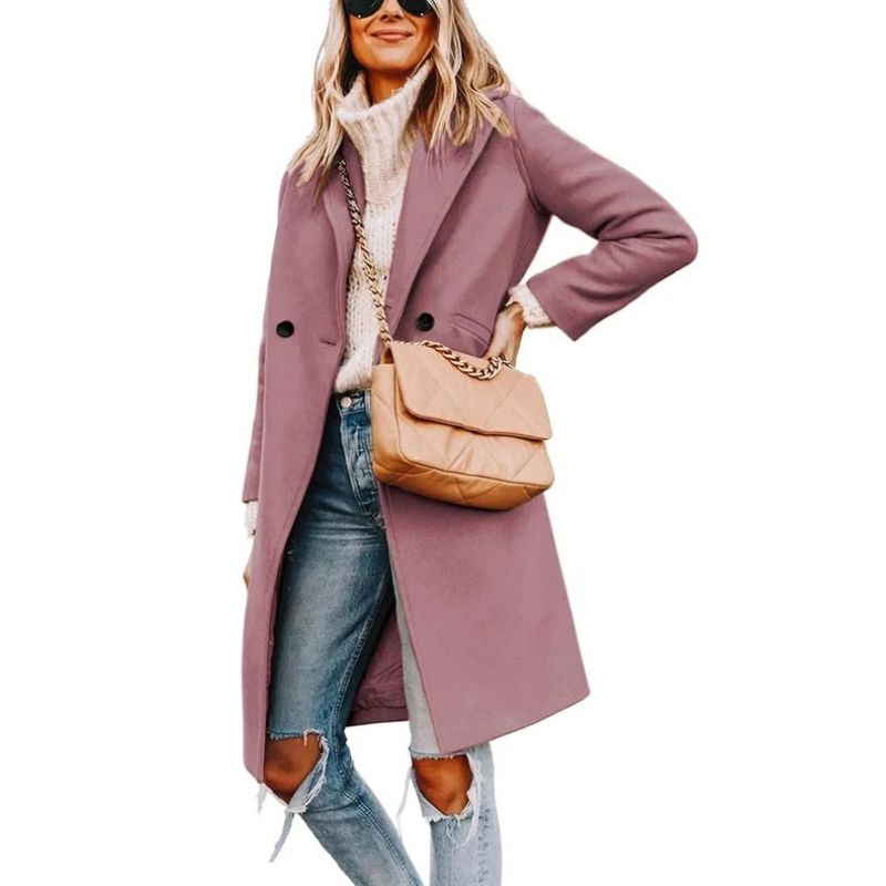 Evie | Collared Button Front Relaxed Overcoat with Pockets
