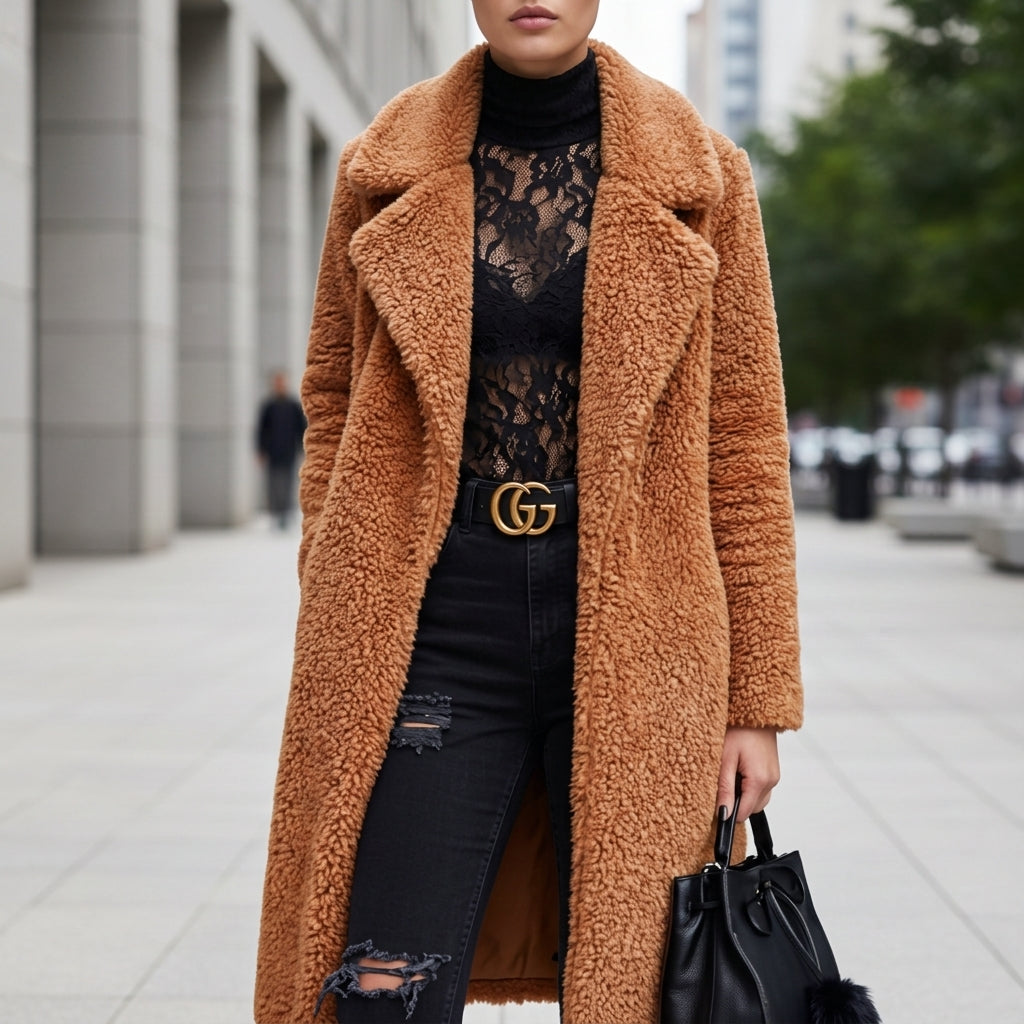 Pippa | Relaxed Faux Fur Collared Coat