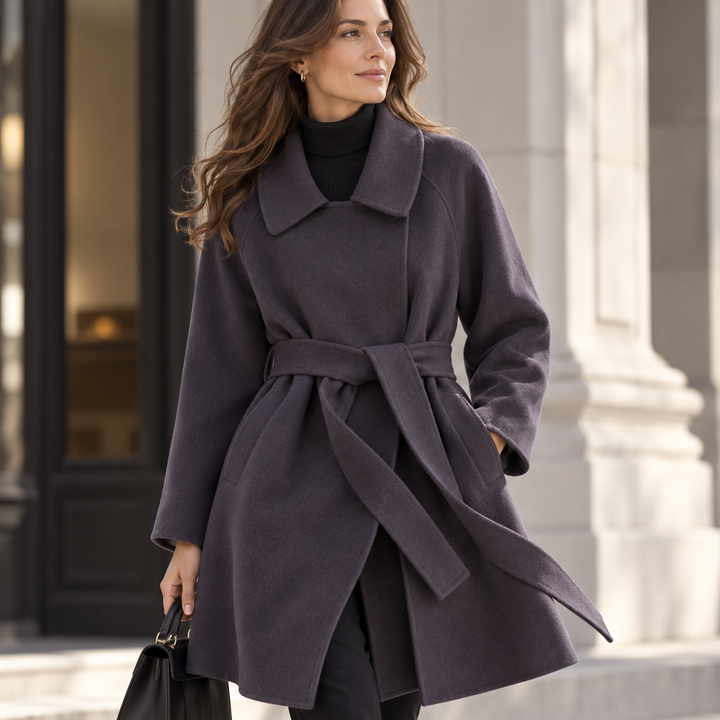 Rosie | Womens Wrap a-Line Belted Wool Blend Coat