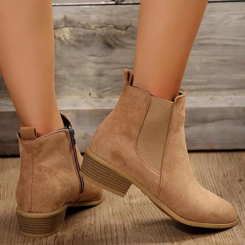 Sophia | Womens Suede Chunky Heel Ankle Boots