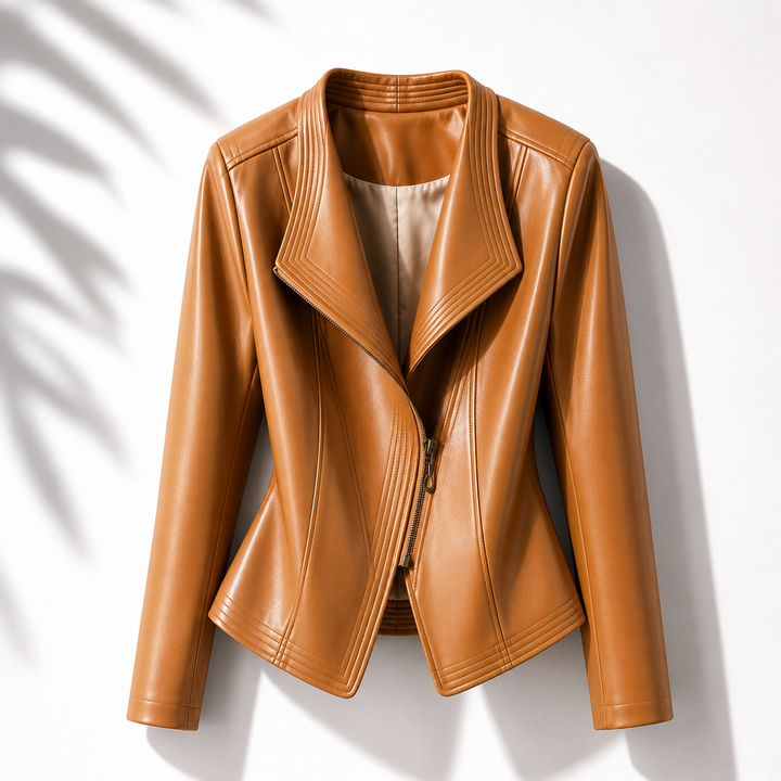 Poppy | Asymmetric Zip Moto Leather Jacket