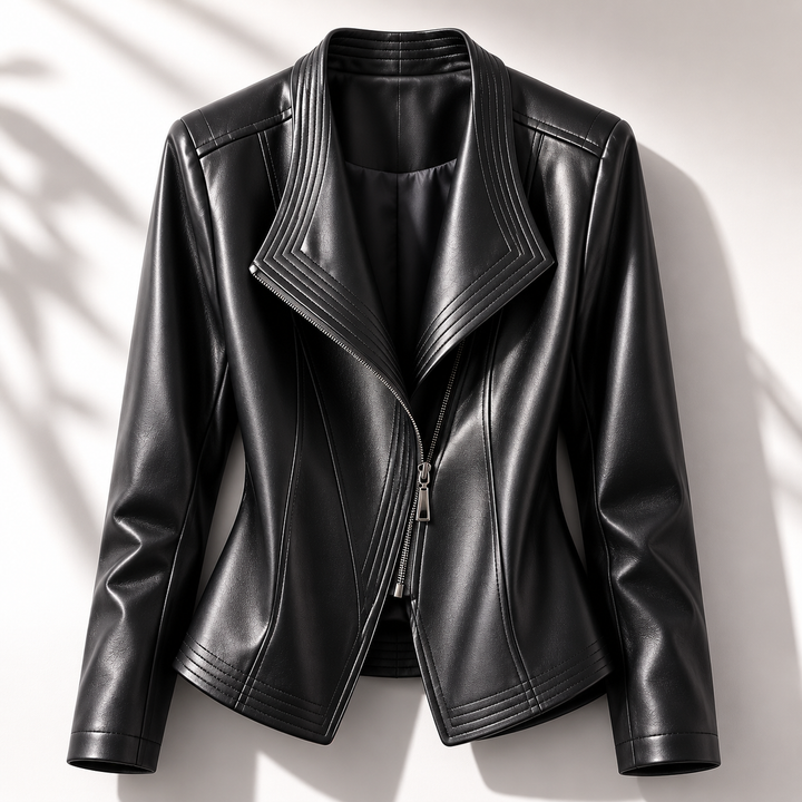 Poppy | Asymmetric Zip Moto Leather Jacket