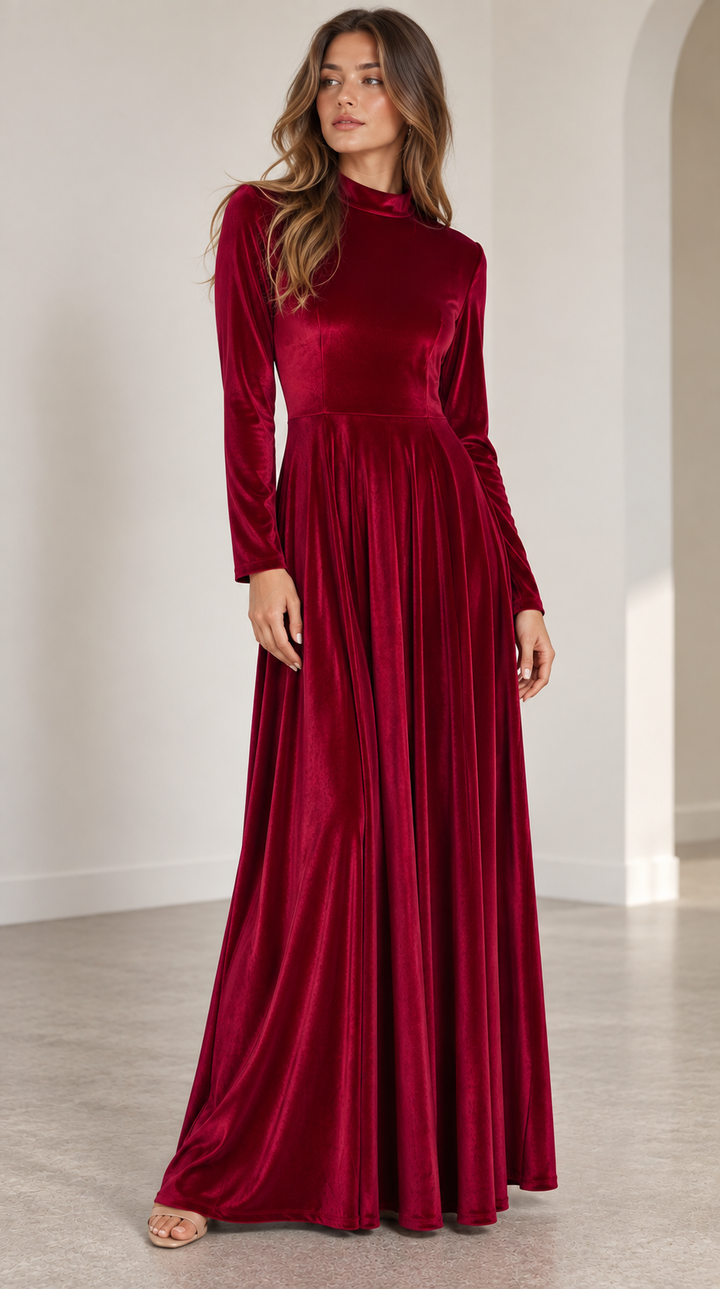 Elsie | Velvet Party Maxi Dress Long Sleeve a-Line