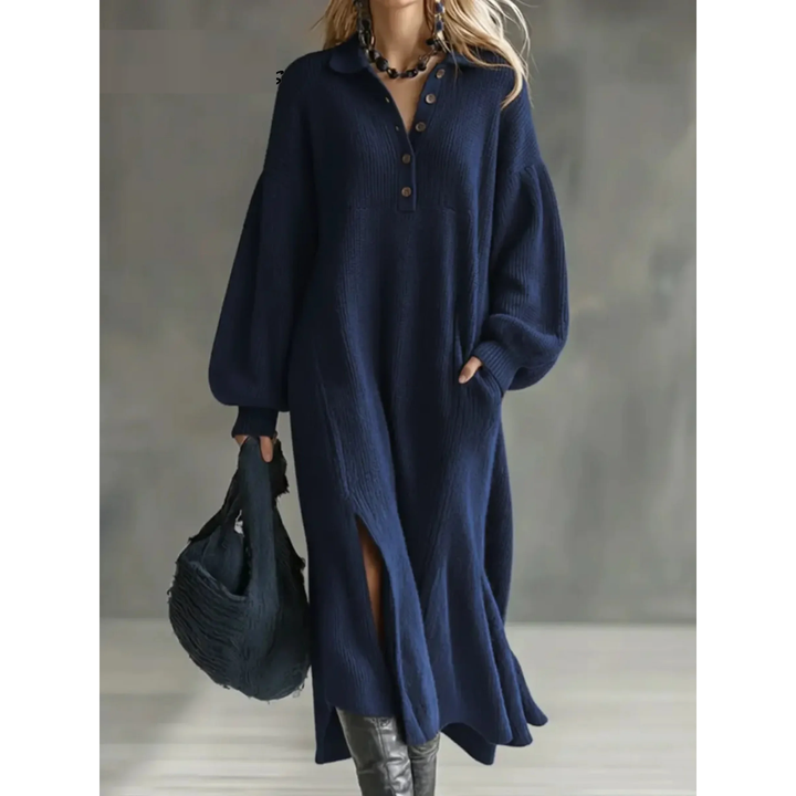 Harriet | Relaxed Collared Maxi Knit Dress