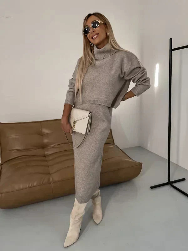 Amelia | Knitted Two-Piece Jumper Dress Midi Set