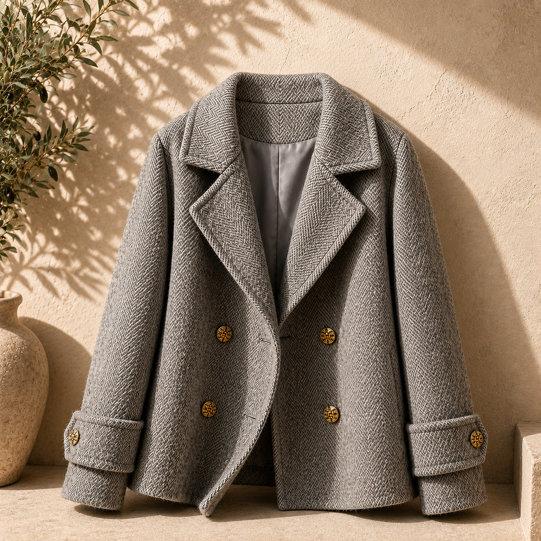 Alice | Peacoats Herringbone Wool Blend Double Breasted