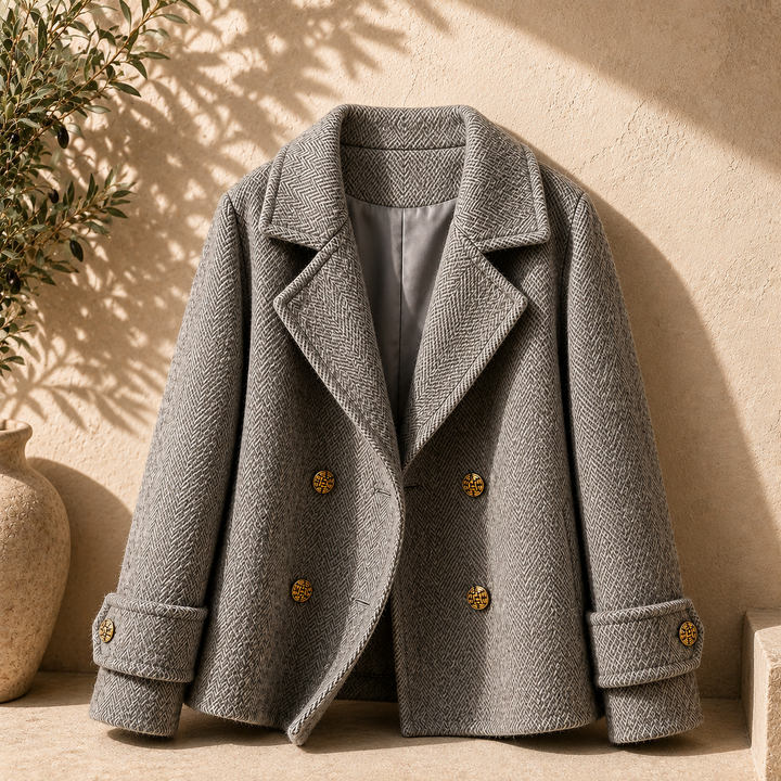 Alice | Peacoats Herringbone Wool Blend Double Breasted