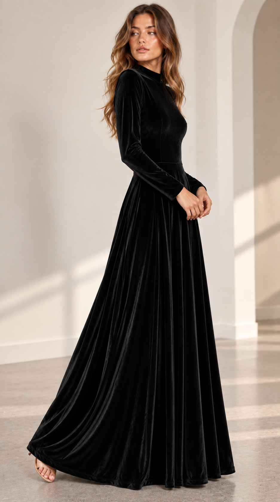 Elsie | Velvet Party Maxi Dress Long Sleeve a-Line