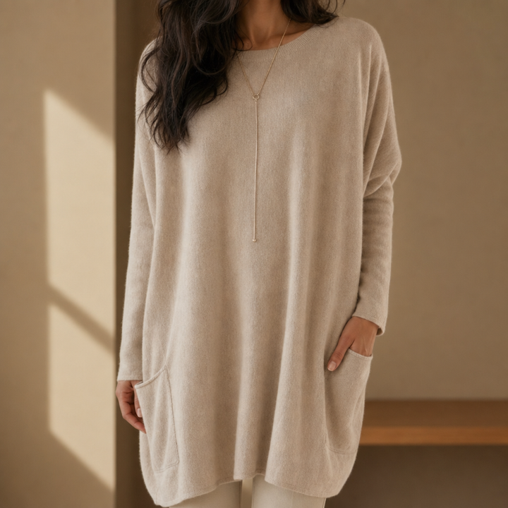 Matilda | Relaxed Pull-On Tunic Sweater with Pockets