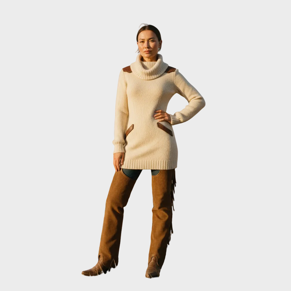 Willow | Knitted Turtleneck Sweater Dress Cream