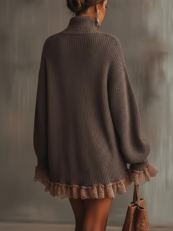 Daisy | Chunky Knit Jumper Dress with Feather Cuffs
