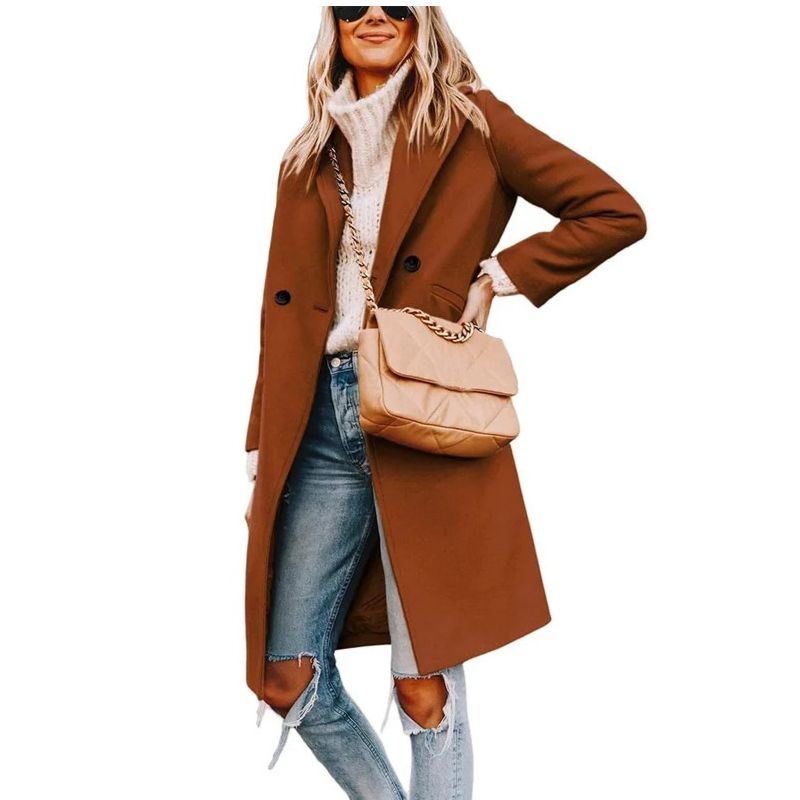 Evie | Collared Button Front Relaxed Overcoat with Pockets