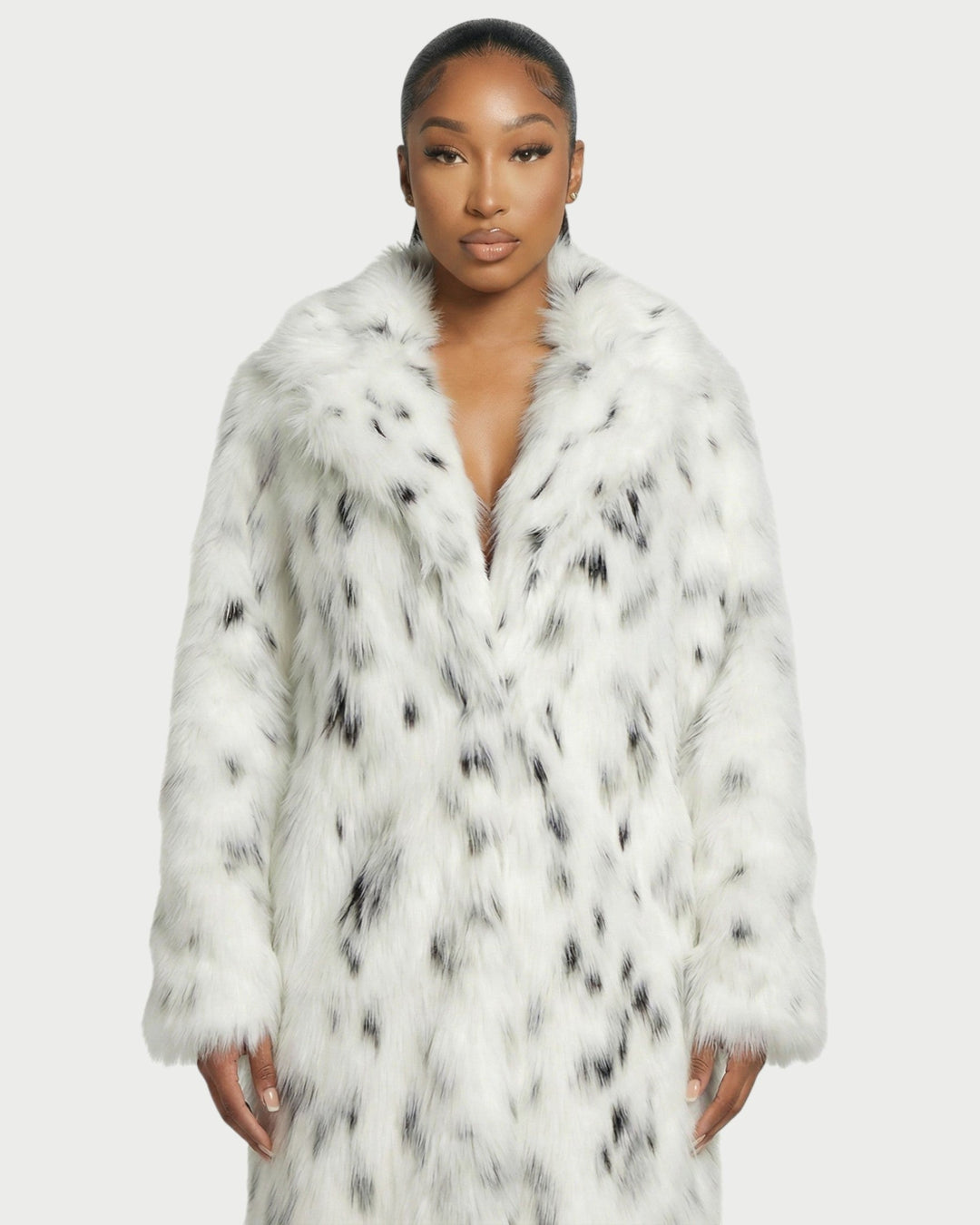 Isla womens oversized leopard faux fur coat