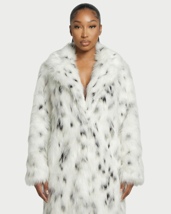 Isla womens oversized leopard faux fur coat