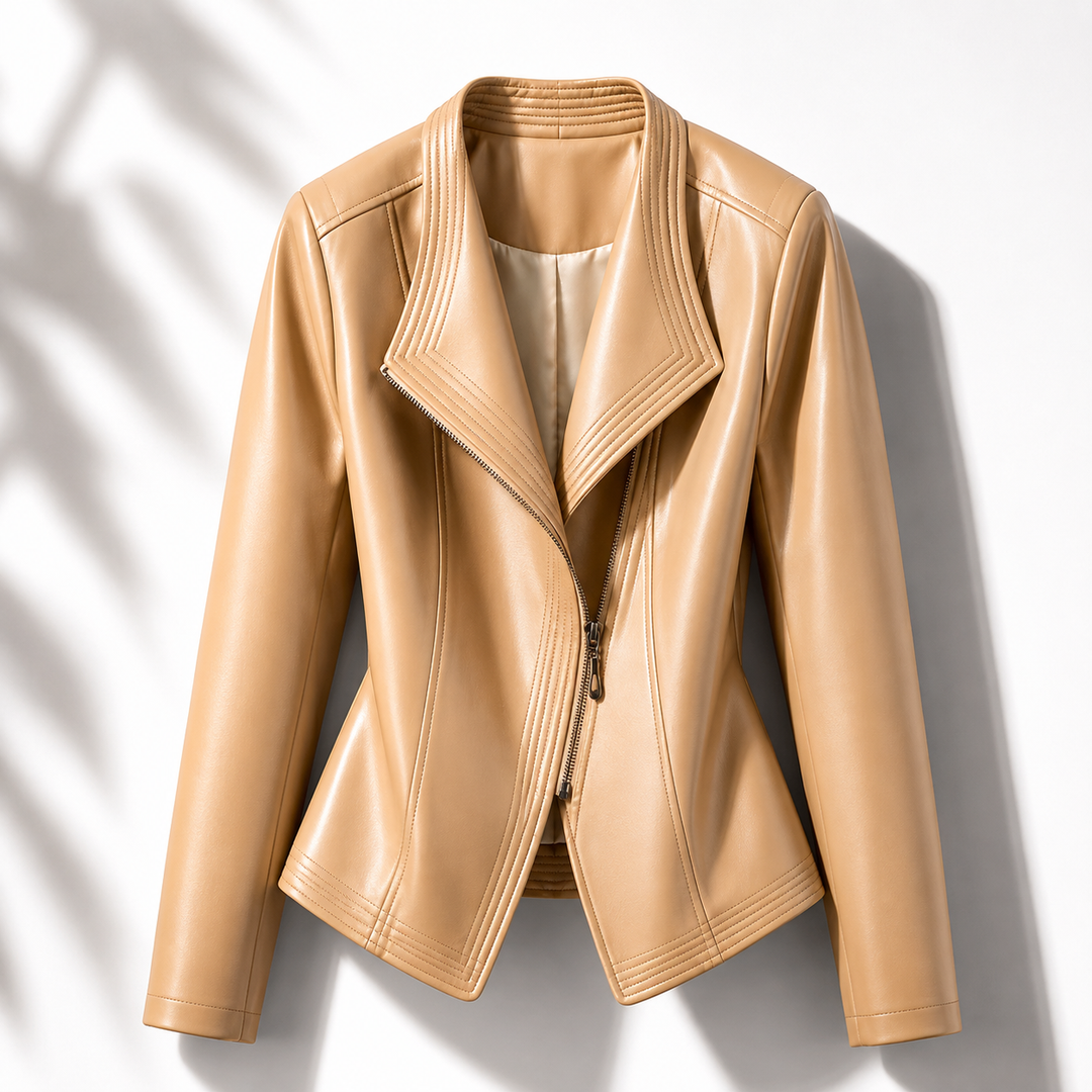 Poppy | Asymmetric Zip Moto Leather Jacket