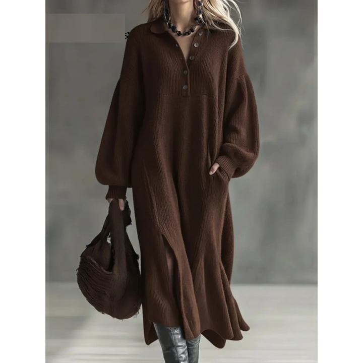 Harriet | Relaxed Collared Maxi Knit Dress