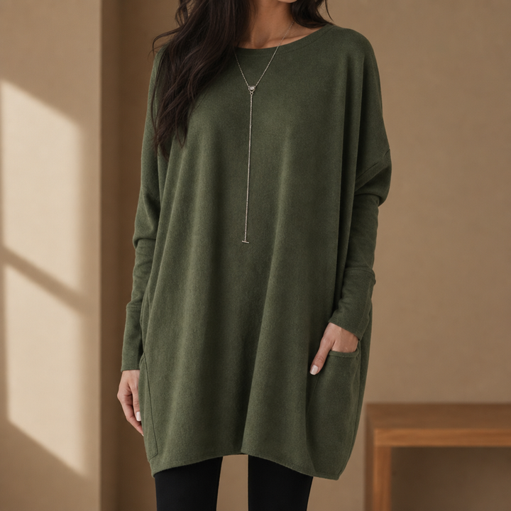 Matilda | Relaxed Pull-On Tunic Sweater with Pockets