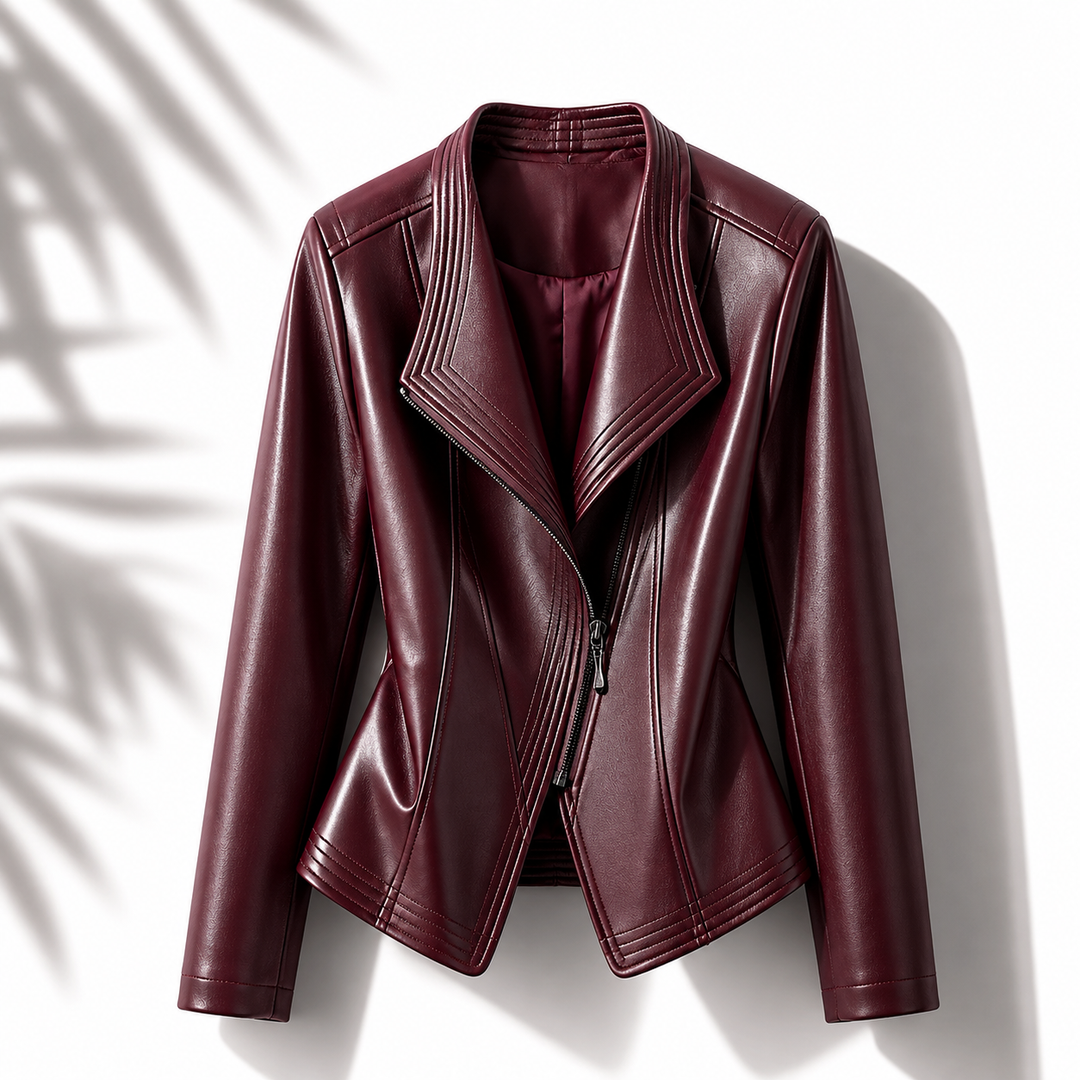 Poppy | Asymmetric Zip Moto Leather Jacket