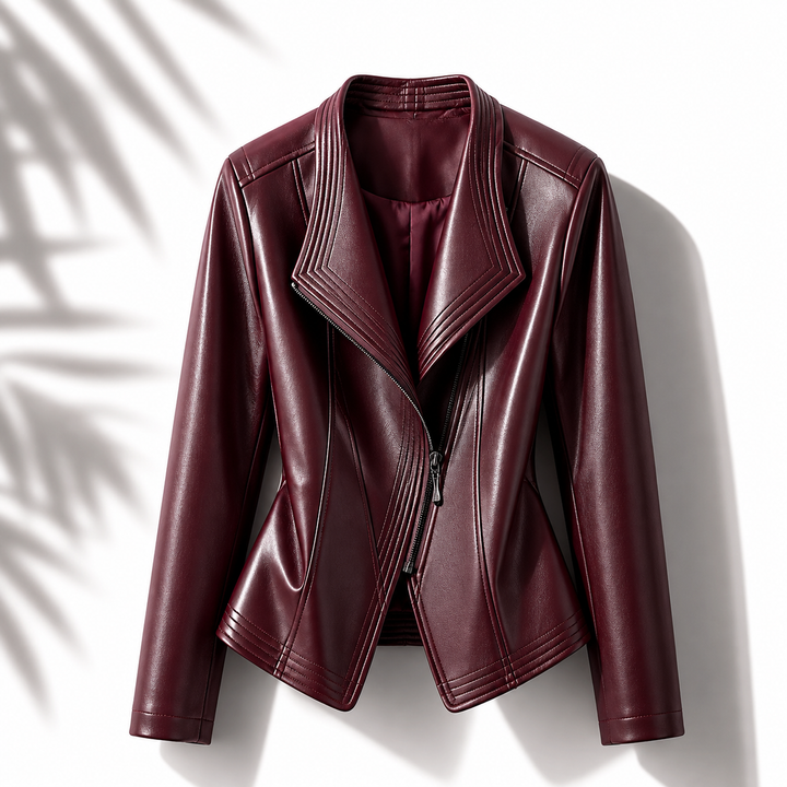 Poppy | Asymmetric Zip Moto Leather Jacket