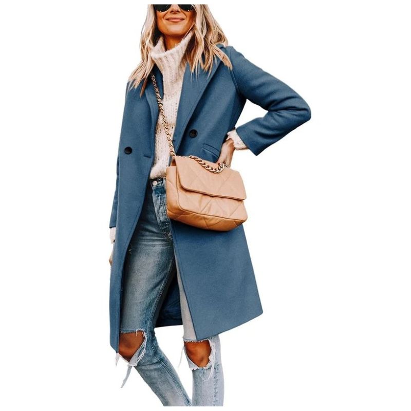 Evie | Collared Button Front Relaxed Overcoat with Pockets
