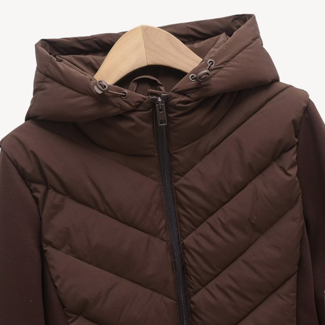 Bronte | Quilted Hooded Zip Long Sleeve Jacket