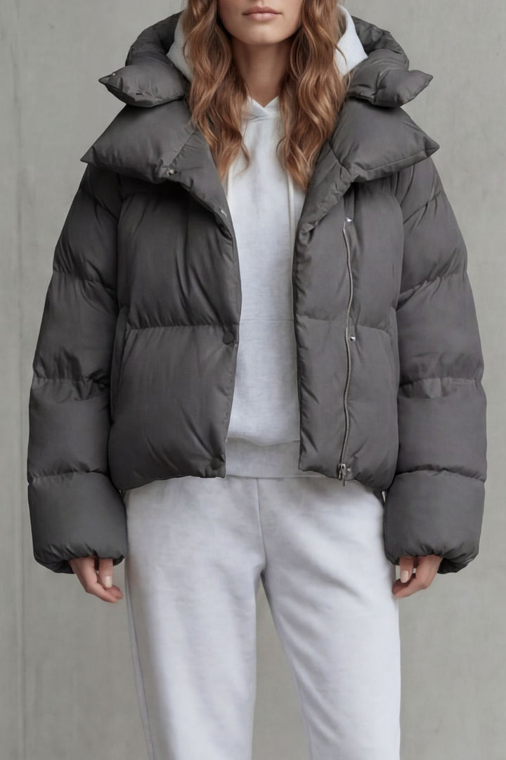 Hattie | Cropped Hooded Zip Puffer Jacket