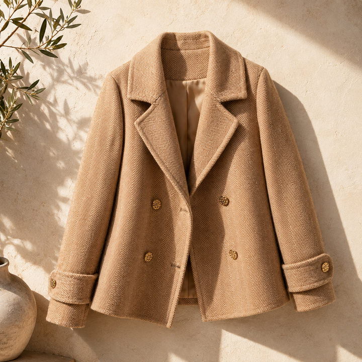 Alice | Peacoats Herringbone Wool Blend Double Breasted