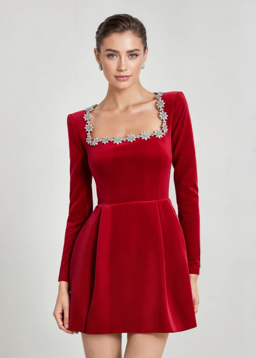 Beatrice | Square Neck Velvet Mini Dress