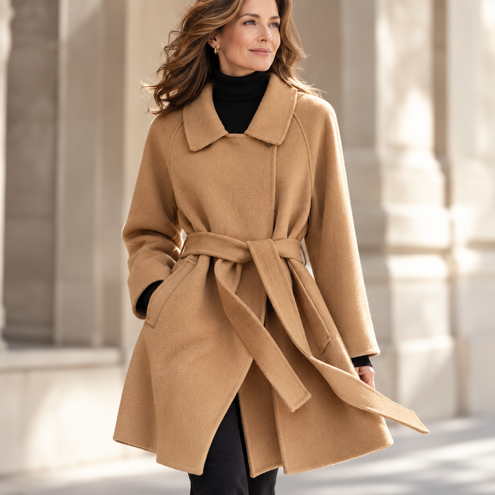 Beatrix | Belted Wrap Wool Blend Coat