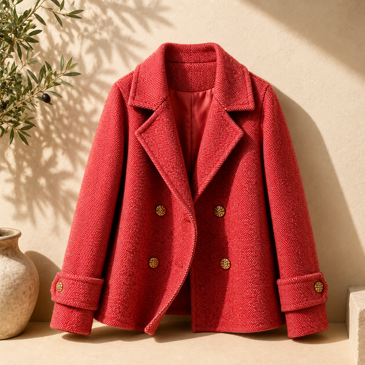 Alice | Peacoats Herringbone Wool Blend Double Breasted