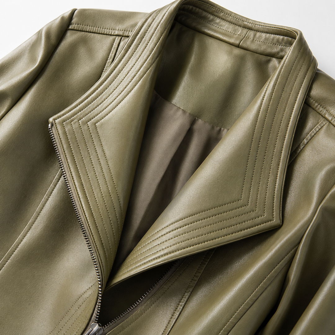 Poppy | Asymmetric Zip Moto Leather Jacket