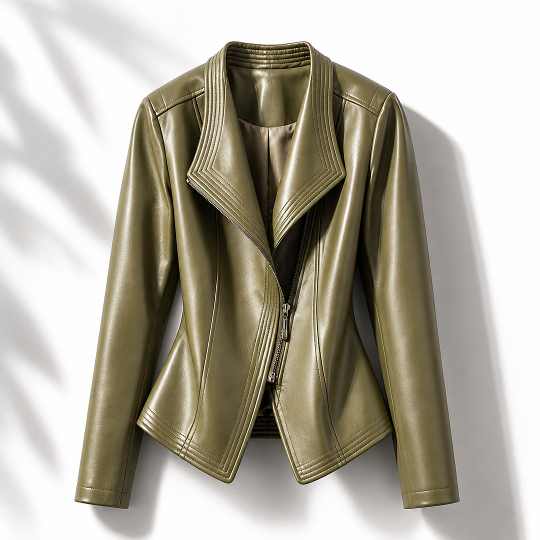 Poppy | Asymmetric Zip Moto Leather Jacket