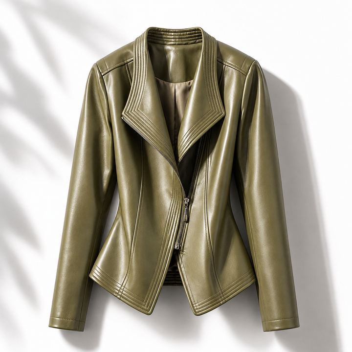 Poppy | Asymmetric Zip Moto Leather Jacket